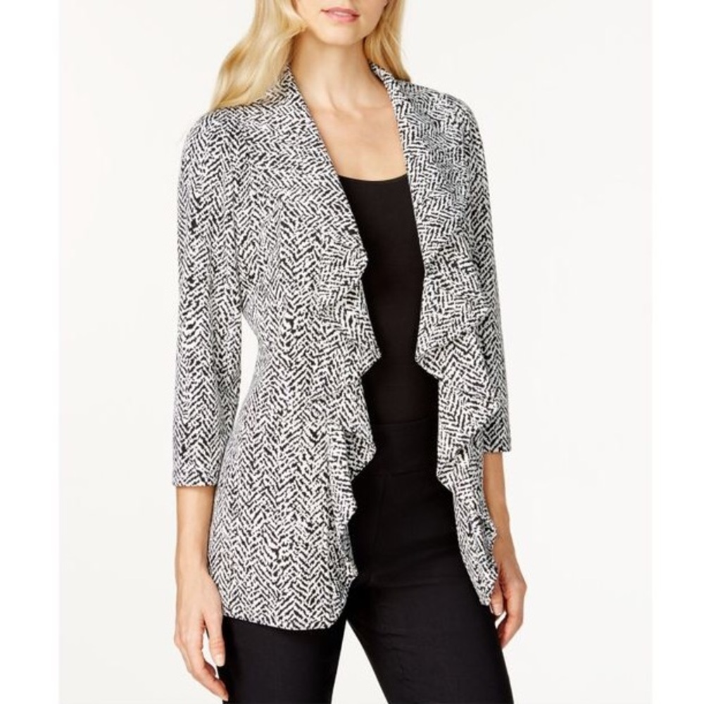 Calvin Klein Drape-Front Ruffle Cardigan - Picture 2 of 10